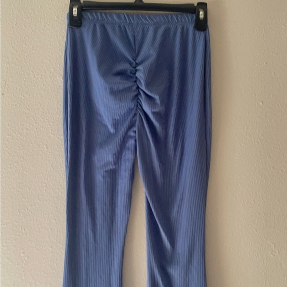 Blue Relaxed Fit ribbed flare Leggings - Picture 7 of 8